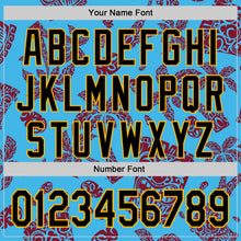 Загрузить изображение в средство просмотра галереи, Custom Sky Blue Black Crimson-Gold 3D Polynesian Style Tiki Culture Islander Authentic Baseball Jersey