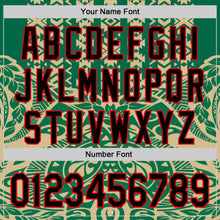 Загрузить изображение в средство просмотра галереи, Custom Kelly Green Black Vegas Gold-Fire Red 3D Polynesian Style Islander Authentic Baseball Jersey