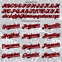 Загрузить изображение в средство просмотра галереи, Custom Gray Black White-Fire Red 3D Polynesian Style Palm Leaves Islander Authentic Baseball Jersey