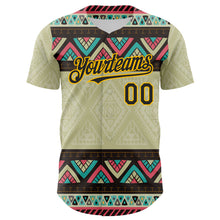 Загрузить изображение в средство просмотра галереи, Custom Green Black-Gold 3D Polynesian Style Islander Authentic Baseball Jersey