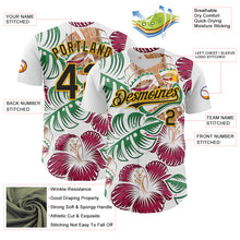 Загрузить изображение в средство просмотра галереи, Custom White Black-Gold 3D Polynesian Style Tiki Culture Palm Leaves Islander Authentic Baseball Jersey