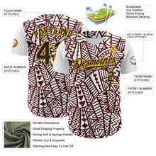 Загрузить изображение в средство просмотра галереи, Custom White Black Brown-Gold 3D Polynesian Style Islander Authentic Baseball Jersey