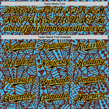 Загрузить изображение в средство просмотра галереи, Custom Sky Blue Black Brown-Gold 3D Polynesian Style Islander Authentic Baseball Jersey