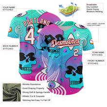 Загрузить изображение в средство просмотра галереи, Custom Blue White-Red 3D Pattern Design Trippy Magic Mushrooms Skull Authentic Baseball Jersey