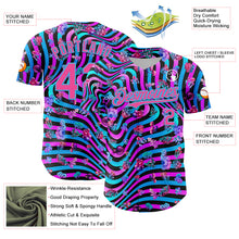 Загрузить изображение в средство просмотра галереи, Custom Black Pink Purple-Sky Blue 3D Pattern Design Trippy Psychedelic Magic Mushrooms Authentic Baseball Jersey