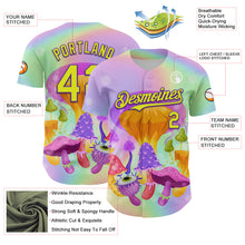 Загрузить изображение в средство просмотра галереи, Custom Purple Neon Yellow 3D Pattern Design Trippy Psychedelic Magic Mushrooms Authentic Baseball Jersey