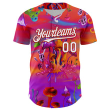Load image into Gallery viewer, Custom Red White 3D Pattern Design Trippy Psychedelic Magic Mushrooms Authentic Baseball Jersey