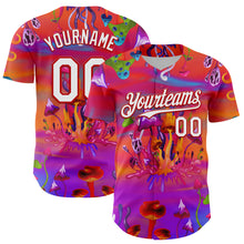 Load image into Gallery viewer, Custom Red White 3D Pattern Design Trippy Psychedelic Magic Mushrooms Authentic Baseball Jersey