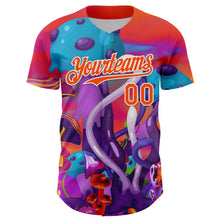 Загрузить изображение в средство просмотра галереи, Custom Red Orange Purple-White 3D Pattern Design Trippy Psychedelic Magic Mushrooms Authentic Baseball Jersey
