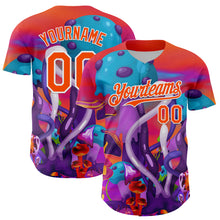 Загрузить изображение в средство просмотра галереи, Custom Red Orange Purple-White 3D Pattern Design Trippy Psychedelic Magic Mushrooms Authentic Baseball Jersey