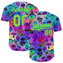 Загрузить изображение в средство просмотра галереи, Custom Purple Neon Green-Lakes Blue 3D Pattern Design Trippy Psychedelic Magic Mushrooms Authentic Baseball Jersey