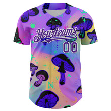 Загрузить изображение в средство просмотра галереи, Custom Purple White 3D Pattern Design Trippy Psychedelic Magic Mushrooms Authentic Baseball Jersey
