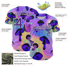 Загрузить изображение в средство просмотра галереи, Custom Purple White 3D Pattern Design Trippy Psychedelic Magic Mushrooms Authentic Baseball Jersey