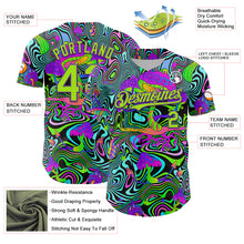 Загрузить изображение в средство просмотра галереи, Custom Purple Neon Green 3D Pattern Design Trippy Groovy Magic Mushrooms Authentic Baseball Jersey