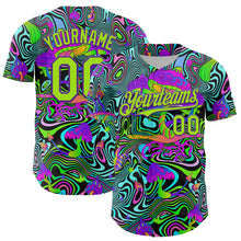 Загрузить изображение в средство просмотра галереи, Custom Purple Neon Green 3D Pattern Design Trippy Groovy Magic Mushrooms Authentic Baseball Jersey