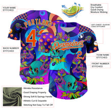 Загрузить изображение в средство просмотра галереи, Custom Blue Orange-Ice Blue 3D Pattern Design Trippy Magic Mushrooms Skull Authentic Baseball Jersey