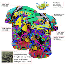Загрузить изображение в средство просмотра галереи, Custom Green Light Yellow-Ice Blue 3D Pattern Design Trippy Magic Mushrooms Hippie Authentic Baseball Jersey