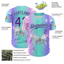 Загрузить изображение в средство просмотра галереи, Custom Blue Purple-Ice Blue 3D Pattern Design Trippy Acid Butterfly Authentic Baseball Jersey