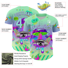 Загрузить изображение в средство просмотра галереи, Custom Green Ice Blue-Medium Purple 3D Pattern Design Trippy Magic Mushrooms Acid Authentic Baseball Jersey