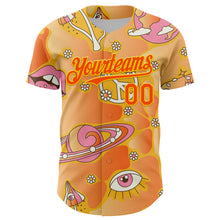 Загрузить изображение в средство просмотра галереи, Custom Gold Orange-Yellow 3D Pattern Design Trippy Magic Mushrooms Groove Authentic Baseball Jersey