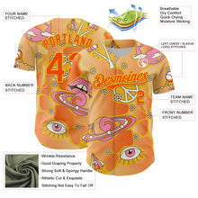 Загрузить изображение в средство просмотра галереи, Custom Gold Orange-Yellow 3D Pattern Design Trippy Magic Mushrooms Groove Authentic Baseball Jersey