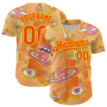 Загрузить изображение в средство просмотра галереи, Custom Gold Orange-Yellow 3D Pattern Design Trippy Magic Mushrooms Groove Authentic Baseball Jersey