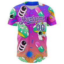 Загрузить изображение в средство просмотра галереи, Custom Purple White 3D Pattern Design Trippy Psychedelic Magic Mushrooms Authentic Baseball Jersey