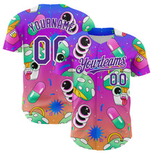 Загрузить изображение в средство просмотра галереи, Custom Purple White 3D Pattern Design Trippy Psychedelic Magic Mushrooms Authentic Baseball Jersey