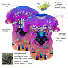 Загрузить изображение в средство просмотра галереи, Custom Purple White 3D Pattern Design Trippy Magic Mushrooms Devil Authentic Baseball Jersey