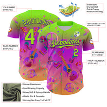 Загрузить изображение в средство просмотра галереи, Custom Purple Neon Green 3D Pattern Design Trippy Peace And love Hippie Authentic Baseball Jersey