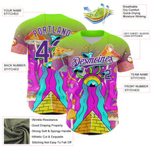 Загрузить изображение в средство просмотра галереи, Custom Green Purple-White 3D Pattern Design Trippy Magic Mushrooms Acid Authentic Baseball Jersey