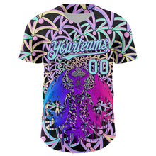 Загрузить изображение в средство просмотра галереи, Custom Purple Ice Blue 3D Pattern Design Trippy Magic Mushrooms Devil Authentic Baseball Jersey