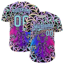 Загрузить изображение в средство просмотра галереи, Custom Purple Ice Blue 3D Pattern Design Trippy Magic Mushrooms Devil Authentic Baseball Jersey