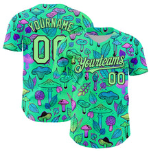 Загрузить изображение в средство просмотра галереи, Custom Green Pea Green-Black 3D Pattern Design Trippy Magic Mushrooms Plant Authentic Baseball Jersey