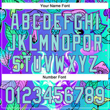 Загрузить изображение в средство просмотра галереи, Custom Blue Ice Blue-Purple 3D Pattern Design Trippy Magic Mushrooms Demon Skull Authentic Baseball Jersey