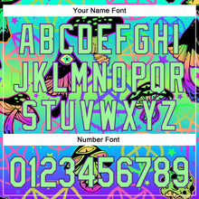 Загрузить изображение в средство просмотра галереи, Custom Blue Pea Green-Purple 3D Pattern Design Trippy Magic Mushrooms Pentacle Authentic Baseball Jersey