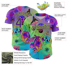 Загрузить изображение в средство просмотра галереи, Custom Purple Neon Green 3D Pattern Design Trippy Magic Mushrooms Alien Authentic Baseball Jersey