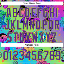 Загрузить изображение в средство просмотра галереи, Custom Purple Neon Green 3D Pattern Design Trippy Magic Mushrooms Alien Authentic Baseball Jersey