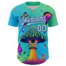 Load image into Gallery viewer, Custom Blue Ice Blue-Purple 3D Pattern Design Trippy Psychedelic Magic Mushrooms Authentic Baseball Jersey