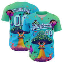 Load image into Gallery viewer, Custom Blue Ice Blue-Purple 3D Pattern Design Trippy Psychedelic Magic Mushrooms Authentic Baseball Jersey