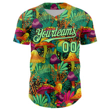 Загрузить изображение в средство просмотра галереи, Custom Green Pea Green-Black 3D Pattern Design Trippy Magic Mushrooms Plant Authentic Baseball Jersey