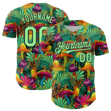 Загрузить изображение в средство просмотра галереи, Custom Green Pea Green-Black 3D Pattern Design Trippy Magic Mushrooms Plant Authentic Baseball Jersey
