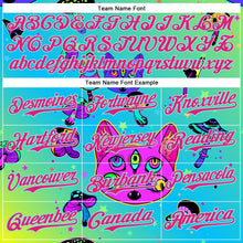 Загрузить изображение в средство просмотра галереи, Custom Green Hot Pink-Ice Blue 3D Pattern Design Trippy Magic Mushrooms Cats Authentic Baseball Jersey