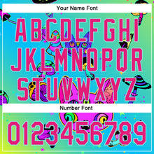Загрузить изображение в средство просмотра галереи, Custom Green Hot Pink-Ice Blue 3D Pattern Design Trippy Magic Mushrooms Cats Authentic Baseball Jersey