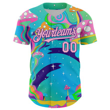 Загрузить изображение в средство просмотра галереи, Custom Navy Light Pink-Purple 3D Pattern Design Trippy Psychedelic Magic Mushrooms Authentic Baseball Jersey