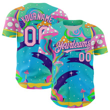 Загрузить изображение в средство просмотра галереи, Custom Navy Light Pink-Purple 3D Pattern Design Trippy Psychedelic Magic Mushrooms Authentic Baseball Jersey