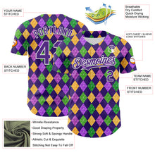 Загрузить изображение в средство просмотра галереи, Custom Purple White 3D Pattern Design Mardi Gras Shrove Tuesday Authentic Baseball Jersey