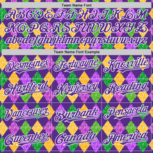 Загрузить изображение в средство просмотра галереи, Custom Purple White 3D Pattern Design Mardi Gras Shrove Tuesday Authentic Baseball Jersey