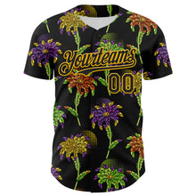 Загрузить изображение в средство просмотра галереи, Custom Black Gold 3D Pattern Design Mardi Gras Shrove Tuesday Authentic Baseball Jersey