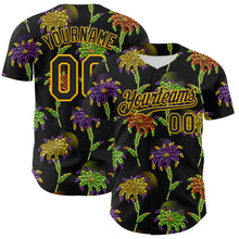 Загрузить изображение в средство просмотра галереи, Custom Black Gold 3D Pattern Design Mardi Gras Shrove Tuesday Authentic Baseball Jersey